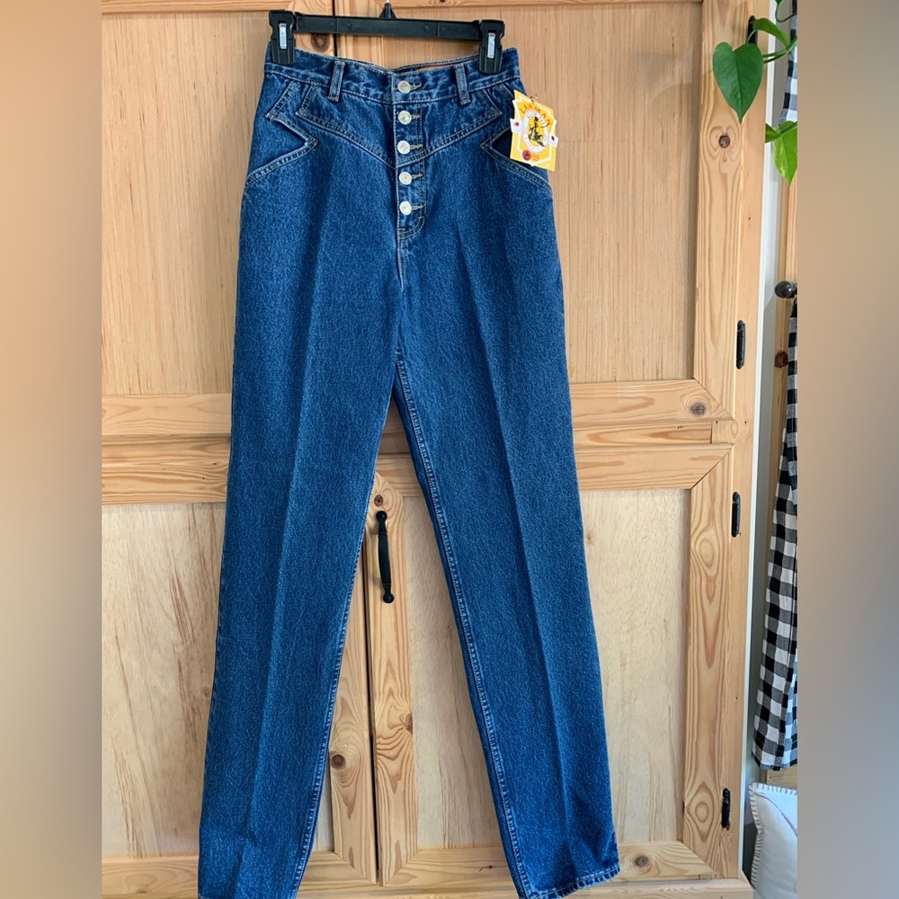 High-Rise Dark Blue Button-Fly Women's Jeans
